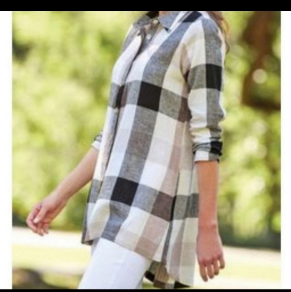 Soft Surroundings Carreaux Plaid Top Size Large